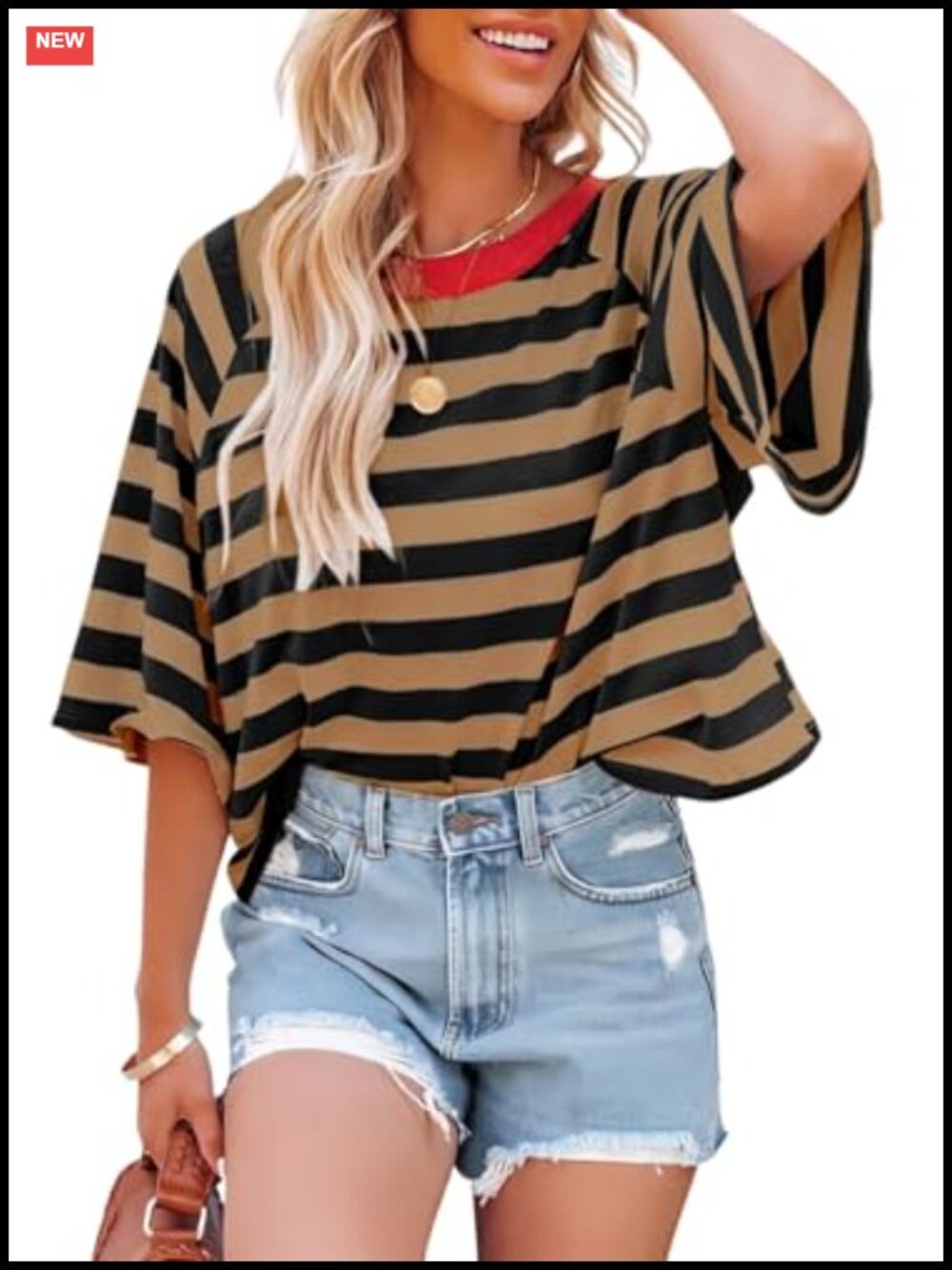 Striped V-Neck Short Sleeve Tee for Women | Soft Breathable Summer Top